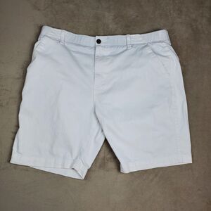 Plugg Flex Shorts Mens 40 Measured White Flat Front Stretch Chino Summer